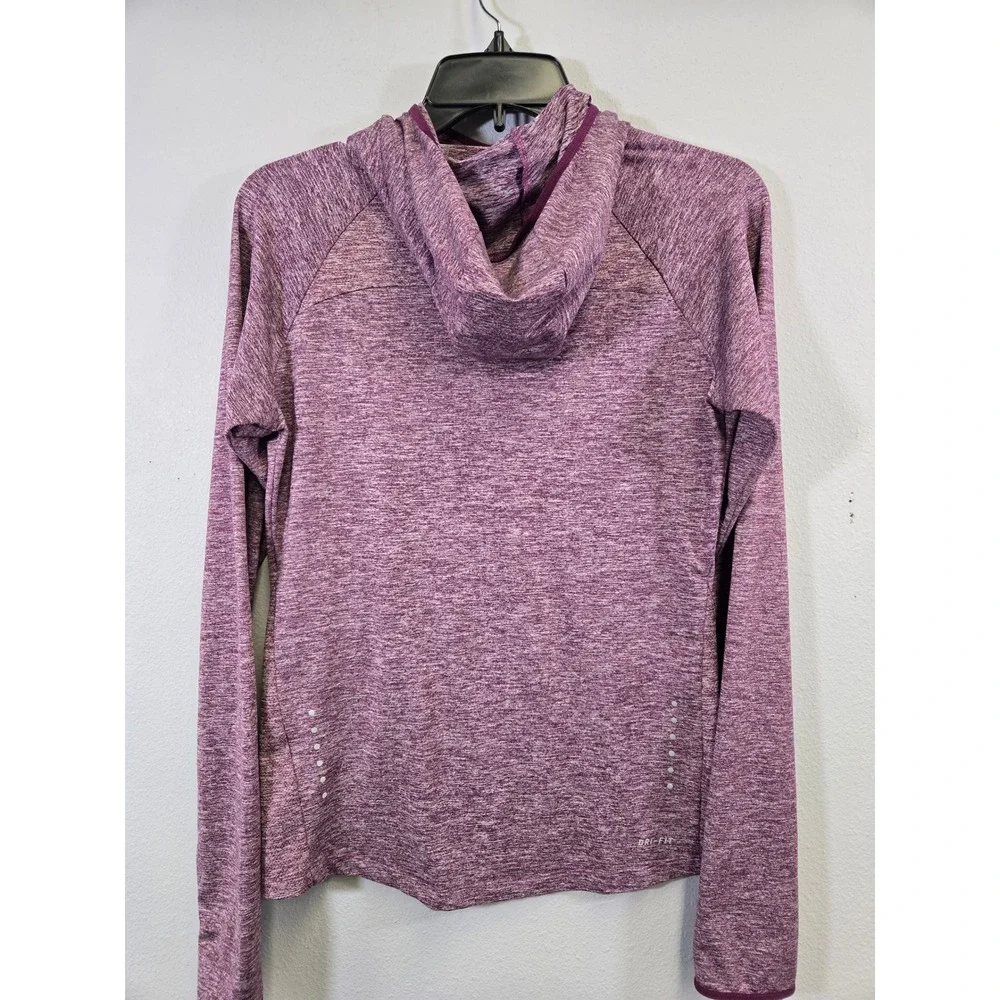 Nike Dri-Fit Running Cowl Neck Hoodie Heathered Purple Activewear Top Small